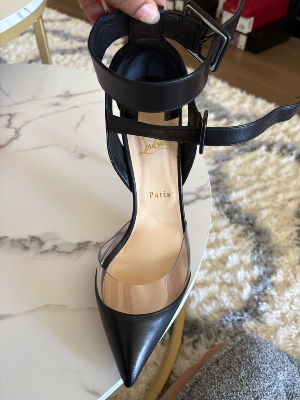 Christian Louboutin Black Leather Slingback Pumps with Red Sole With Box - Picture 3 of 11